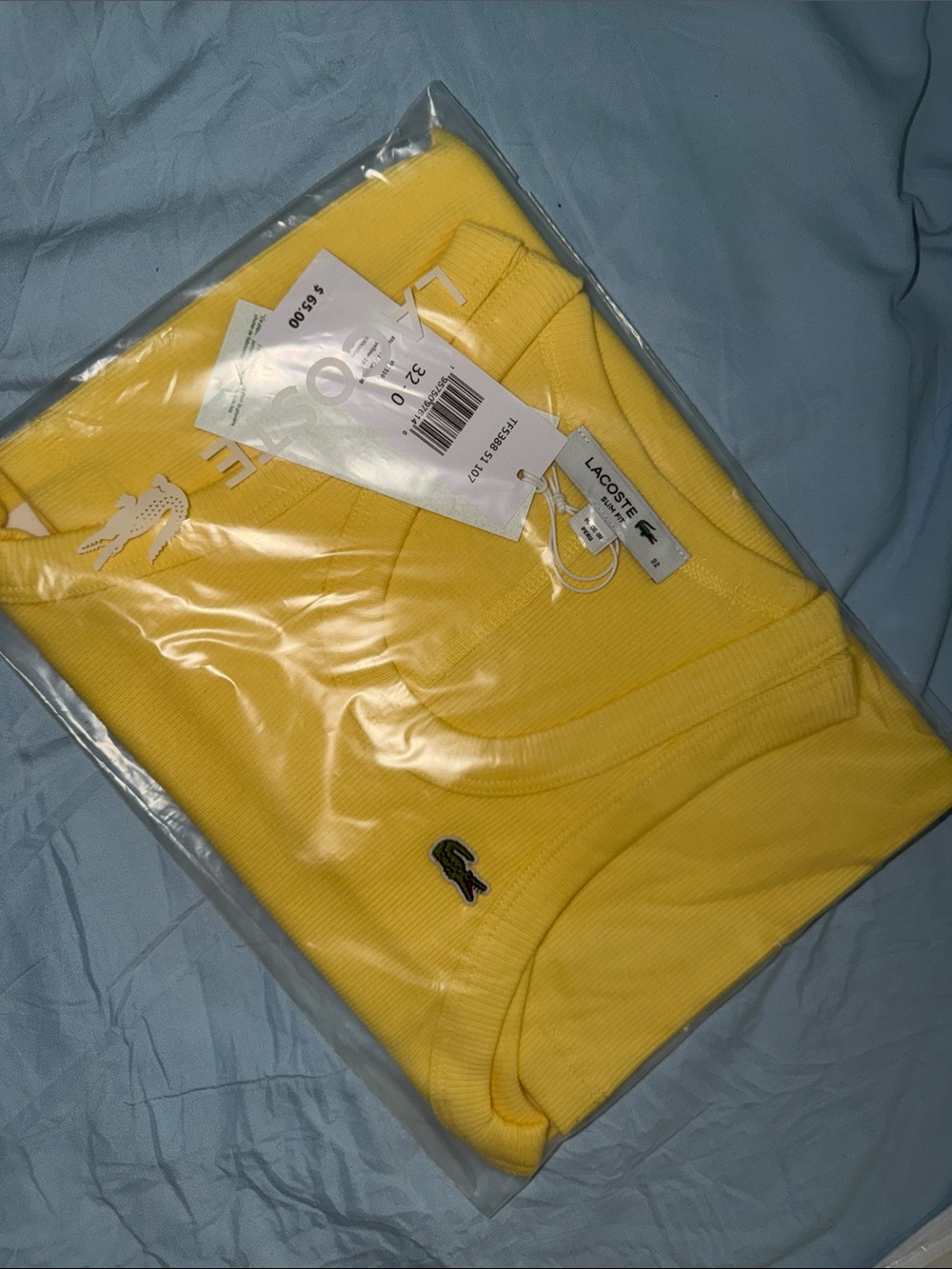 Lacoste Women's Bright Yellow Ribbed Athletic Shorts